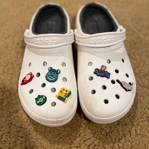 CROCS White Slippers with Colorful Charms
